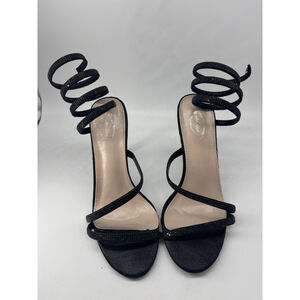 Atalina Black Spiral Wrap Heels – Size 10 | Strappy Dress Sandals